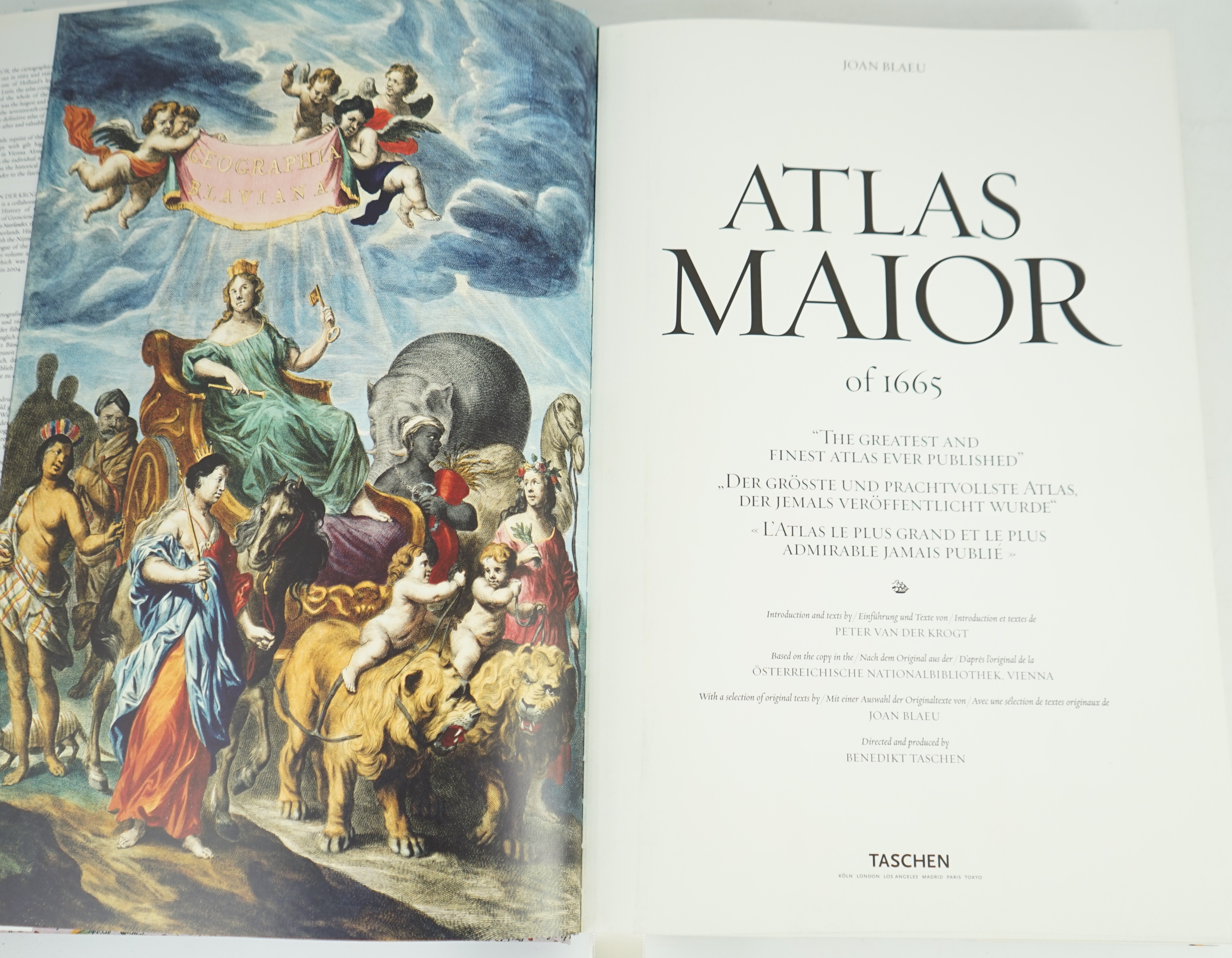Blaeu, Joan - Atlas Major of 1665 ... introduction and texts by Peter Van Der Krogt ... (new edition) with coloured maps throughout (incl. full, double-page and folded), with a portrait of the cartographer and some other